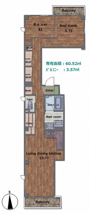アリビオヴェール 402間取り