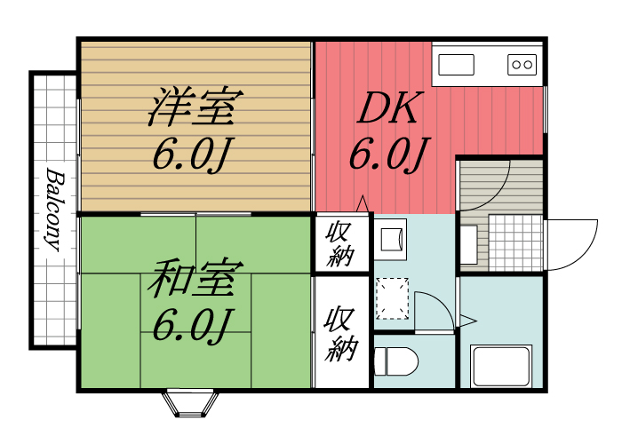 フジサキハイツ　E 201間取り