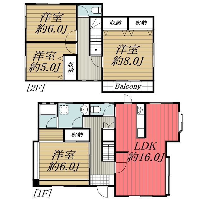 千葉県茂原市下永吉 1-2階間取り