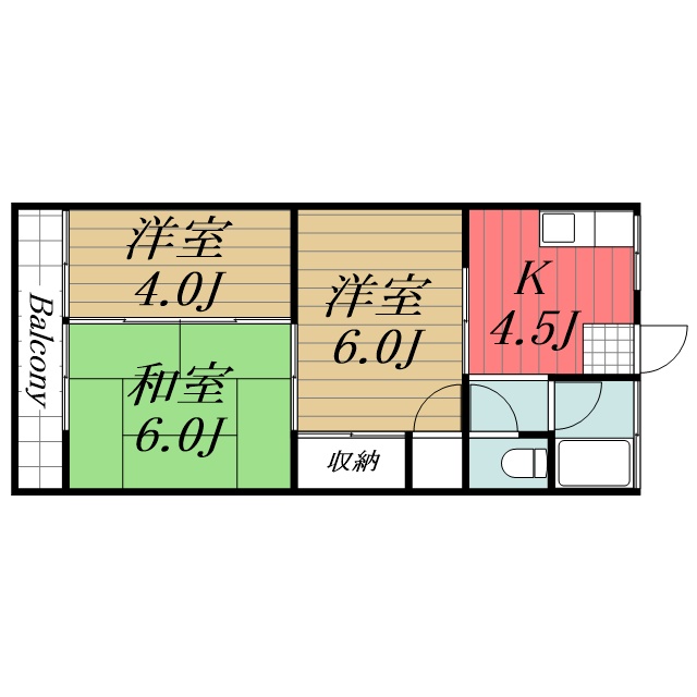 第二コーポ長門 2階間取り