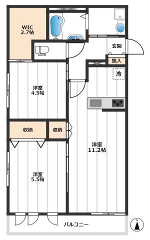 ルミナスコート北前野 3階間取り