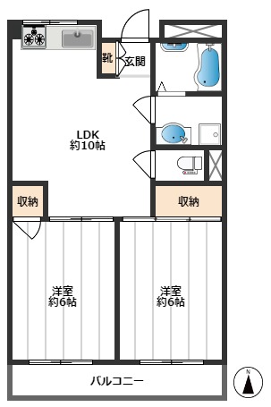 パレスモトハシ 105間取り