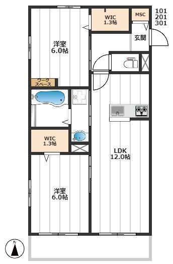Ｖｉｌｌｅ　ｄ’ｏｒ浮間舟渡2 1階間取り