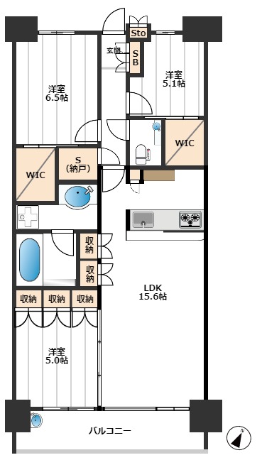 スカイティアラウエスト 15階間取り