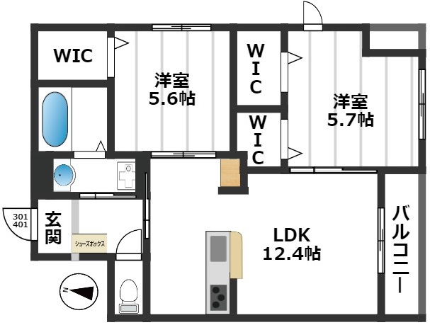 メゾンＢＳＫＴ 301間取り