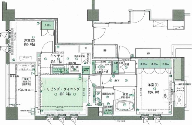 プラウドシティ小竹向原フロントコート 2階間取り
