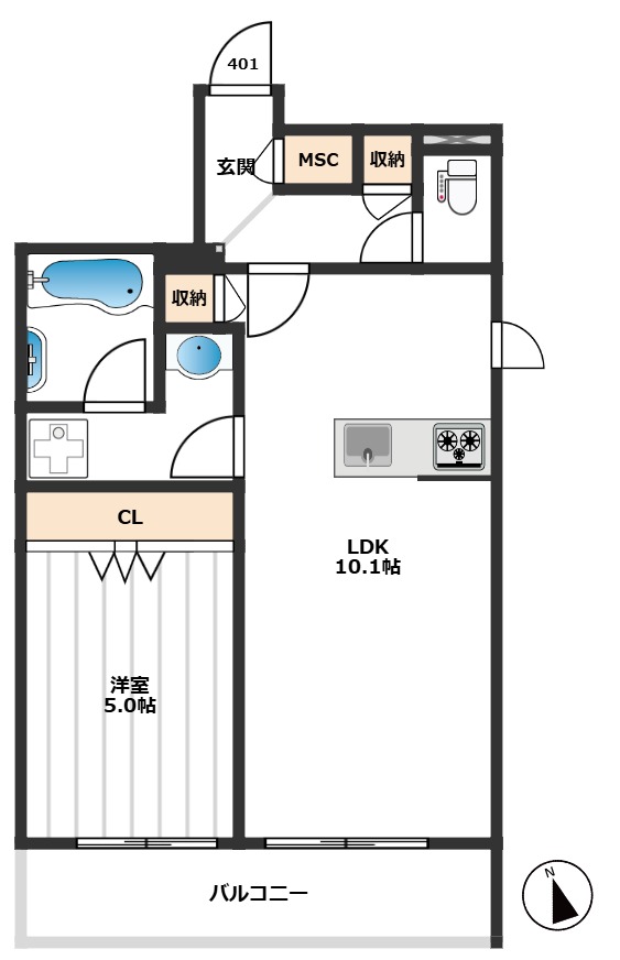（仮称）高松１丁目メゾン 401間取り