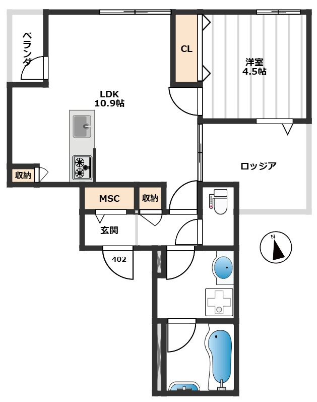 （仮称）高松１丁目メゾン 402間取り