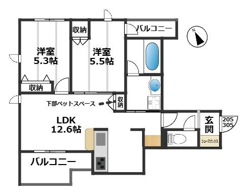 グランド　フルーレ　浮間舟渡 3階間取り