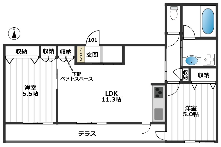 （仮称）大山西町メゾン 101間取り