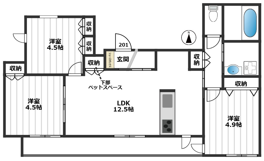 （仮称）大山西町メゾン 201間取り