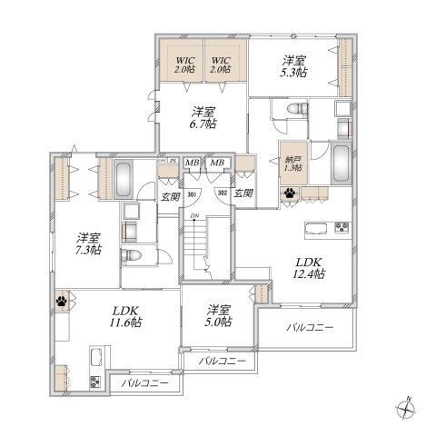 ココリュミエ 3階間取り