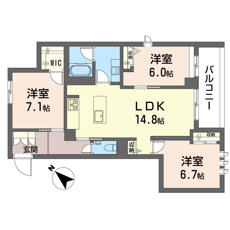 プルネ　メゾン 201間取り