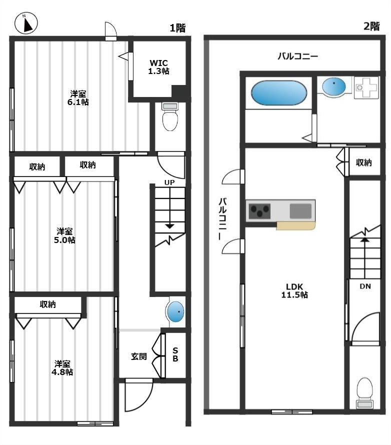 デュエット 1-2階間取り