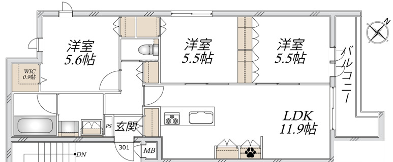 （仮称）小豆沢２丁目メゾン 301間取り
