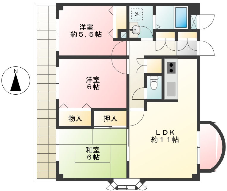 パークヒルズ西台 201間取り