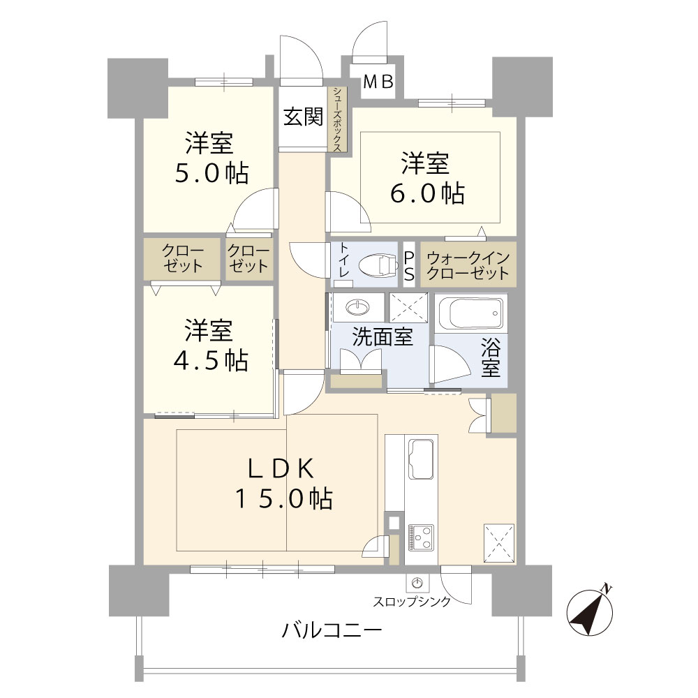 オーヴィジョン白木原駅2階 2階間取り