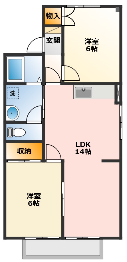 ラポールおおいA 101間取り