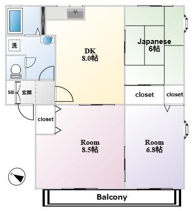 ディアコートC 1階間取り