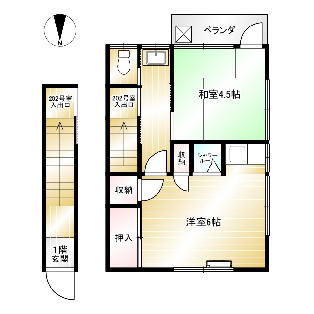 東京都大田区東蒲田１丁目 2階間取り