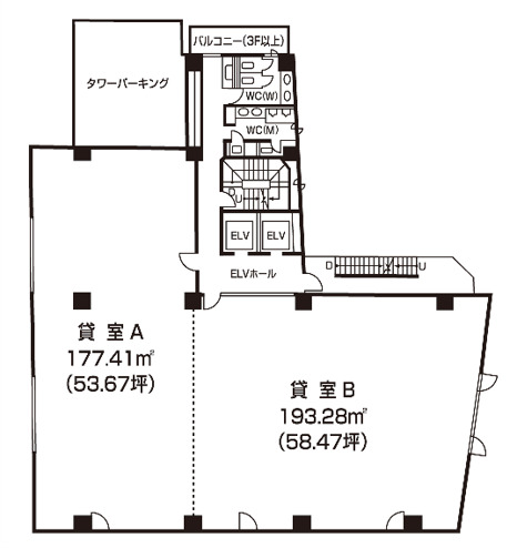 秋葉原新高第一生命ビル 6B・7B間取り