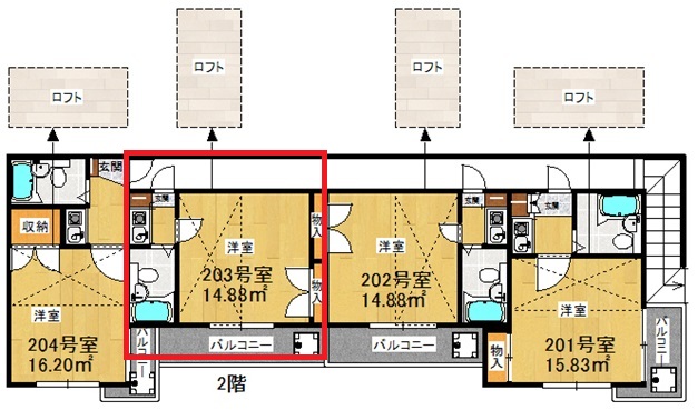 クレセント草加 203号室間取り