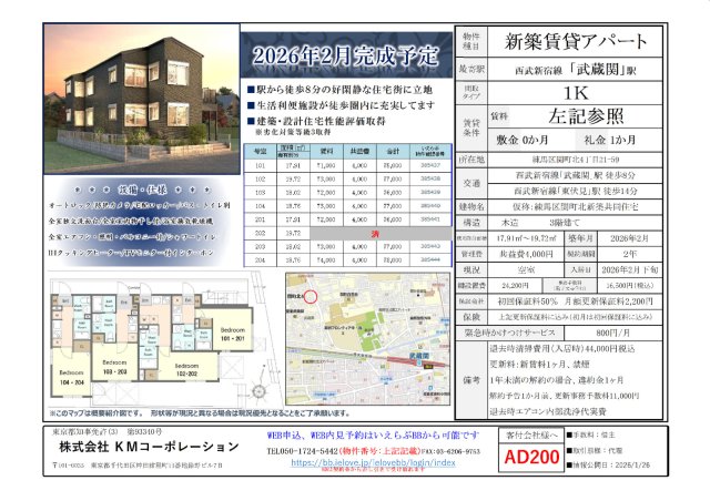 練馬区関町北新築アパート 102区画図