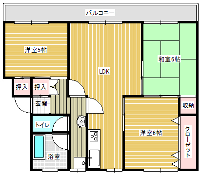 シーオンハイツみはらし 102間取り