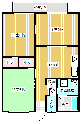 サンハウス（ペット相談可） 102間取り