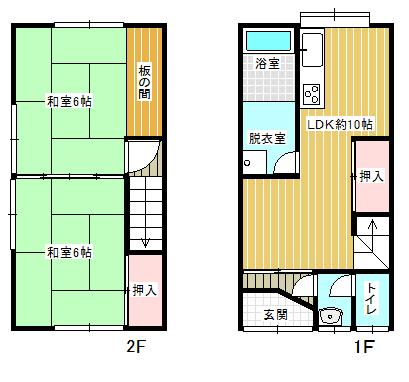 鮗ヶ浦ハイツ 2-1間取り