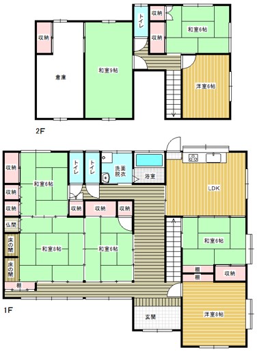 売家（三角町波多/際崎）8SLDK 間取り