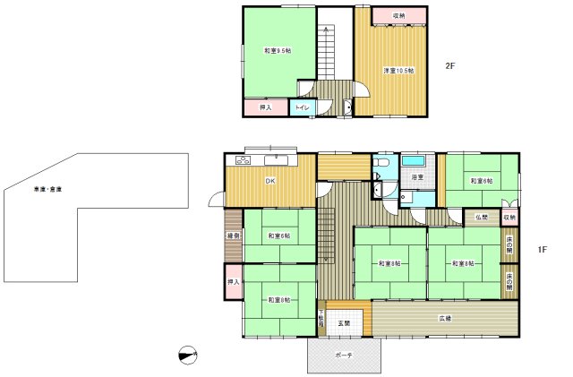売家（姫戸町姫浦）7DK+倉庫 間取り